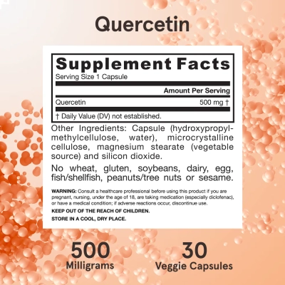 Quercetina Vegana, 500mg, 30 Cápsulas, Jarrow Formulas