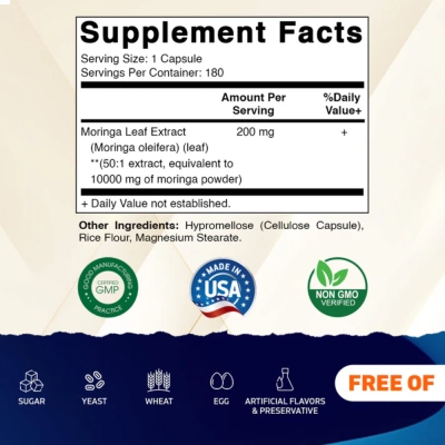 Moringa Extra Strength, 10.000mg, 180 Cápsulas, Vitamatic