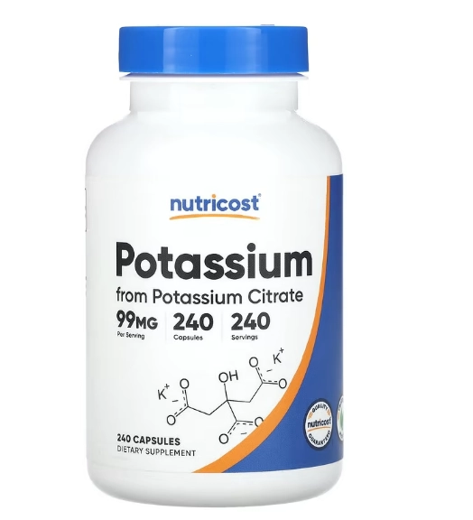 Potássio 99mg, 240 cápsulas, Nutricost