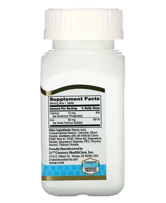 Ferro, 65mg, 120 Comprimidos, 21st Century