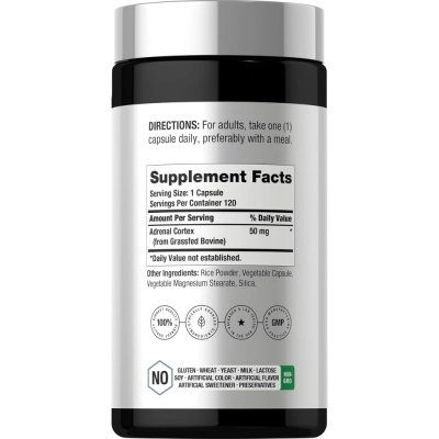 Adrenal Córtex Bovino, 50mg,  120 Cápsulas, Horbaach