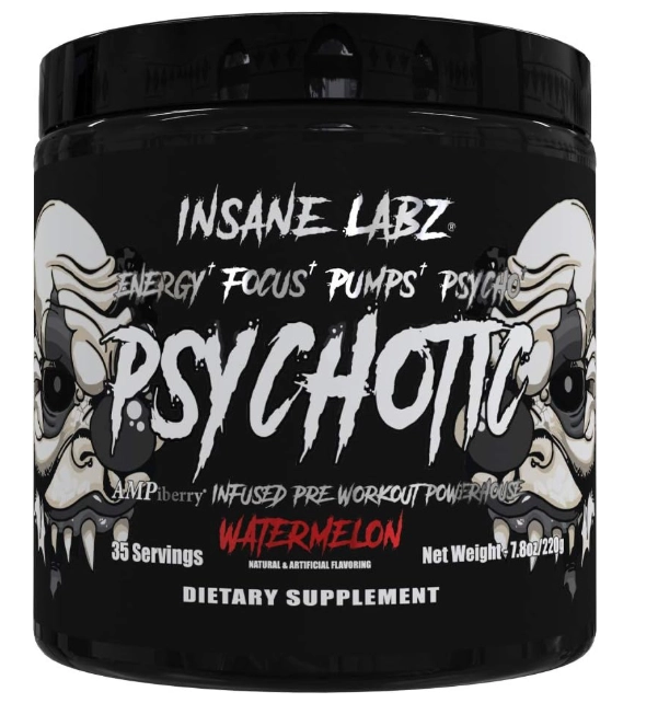 Pré Treino Psychotic Black, Sabor Watermelon, 220g, Insane Labz