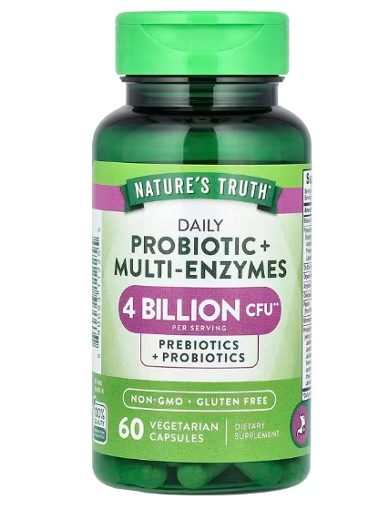 Probiótico + Multienzimas Diários 4 Bilhões, 60 Cápsulas, Nature's Truth