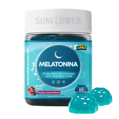 Melatonina Sabor Frutas Vermelhas, 60 Gomas - Sunflower