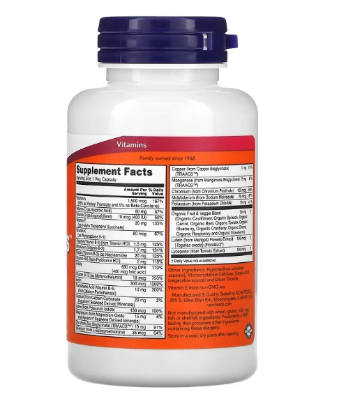 Multivitaminas e Minerais, Vitaminas Diárias, 120 Cápsulas, Now