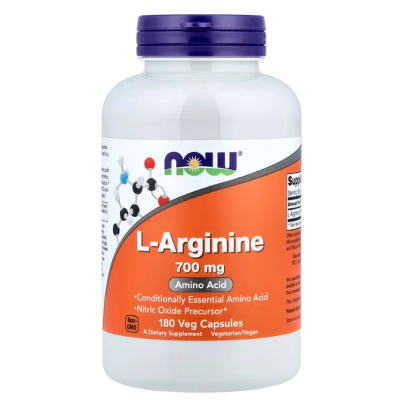 L-Arginina 700mg, 180 Cápsulas, Now