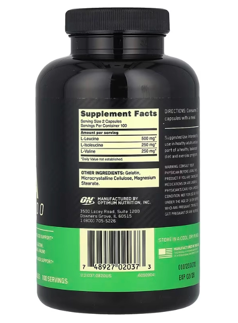BCAA 1000, 200 Cápsulas, Optimum Nutrition