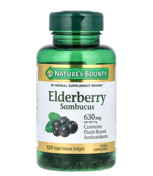 Elderberry, Sabugueiro Sambucus 630mg, 120 Cápsulas, Nature's Bounty