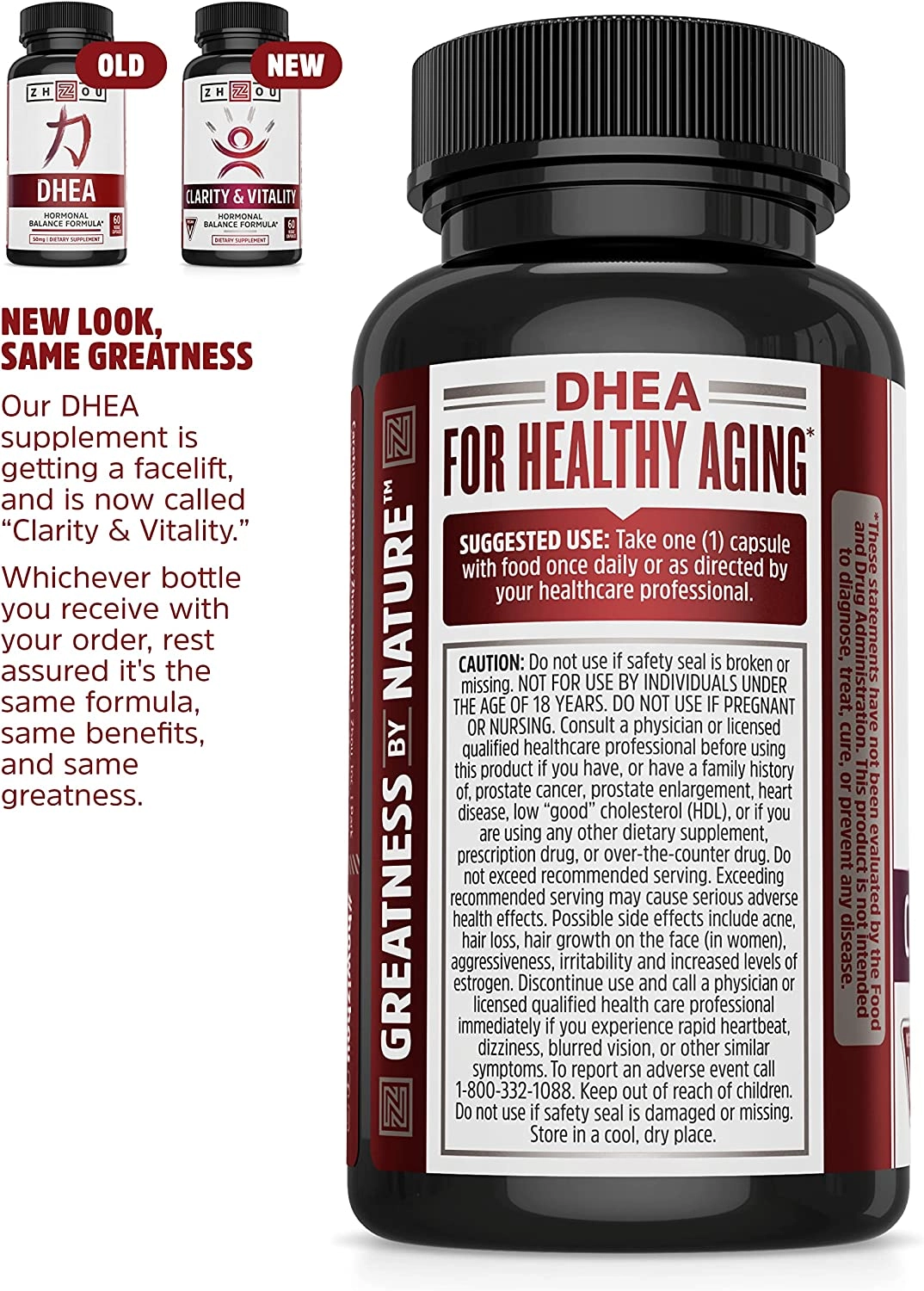 Dhea 50mg, 60 cápsulas, Zhou Nutrition