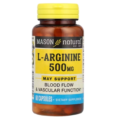 L-Arginina 500mg, 60 Cápsulas, Mason Natural