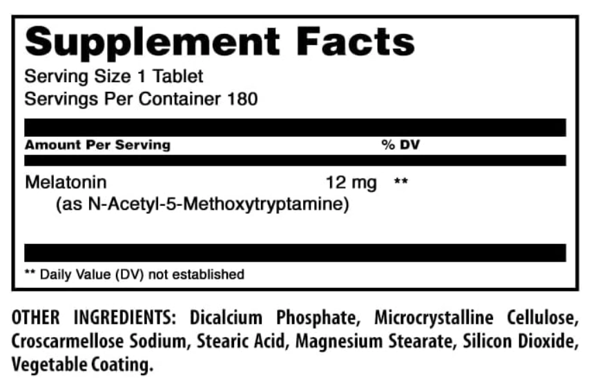 Melatonina 12mg, 180 Comprimidos, Amazing Formulas