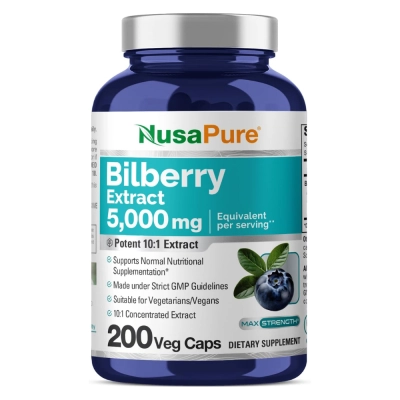 Bilberry Extract 5000mg, 200 Cápsulas Veganas - NusaPure
