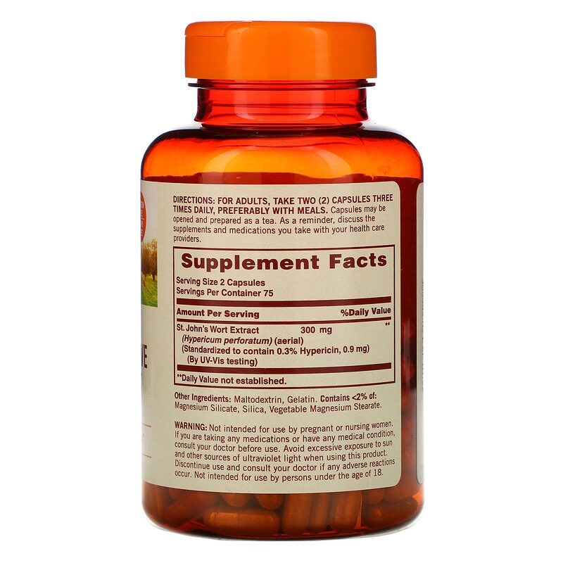 St. John's Wort, Feeling Positive, 300mg, 150 Cápsulas, Sundown