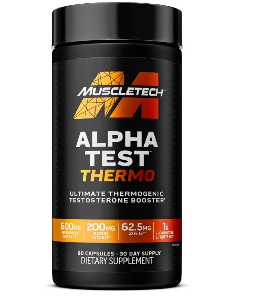 AlphaTest Thermo, Testosterona Termogênico, T-Boost com Tribulus, 90 Cápsulas, MuscleTech