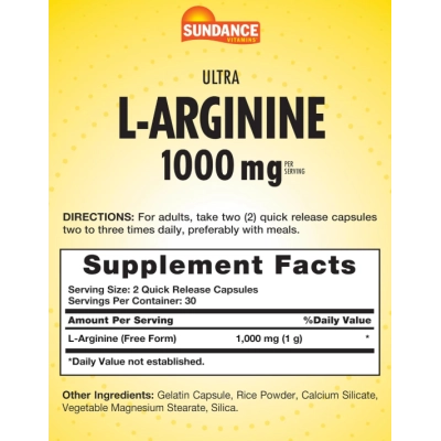 L-Arginina 1000mg, 60 Cápsulas, Sundance