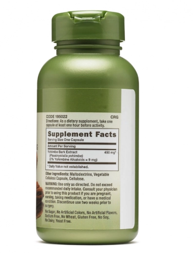 Yohimbine Extract, 450mg, 100 Cápsulas, GNC