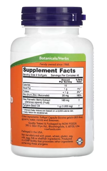 Extrato de Saw Palmetto, 160mg, 90 Cápsulas, Now