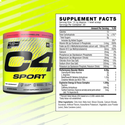 C4 Cellucor Sport Pre Workout 200mg Cafeína + Creatina + Beta-Alanina, Cellucor