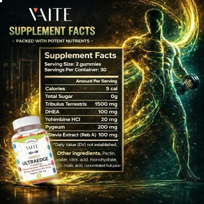 UltraEdge Gummies, Energia E Vitalidade,  Fórmula Herbal Completa, 60 Gomas Veganas, VAITE