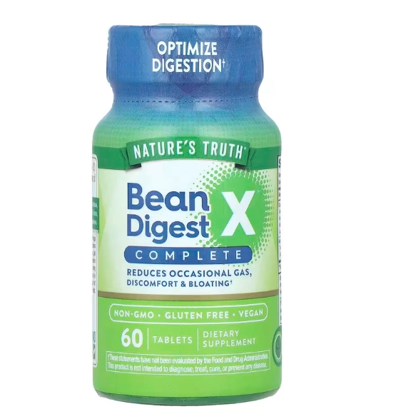 Bean Enzyme Digest, Complexo de digestão enzimática de feijão, 60 comprimidos, Nature's Truth