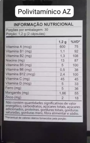 Polivitamínico AZ 500mg, 60 Cápsulas, Gold Lab