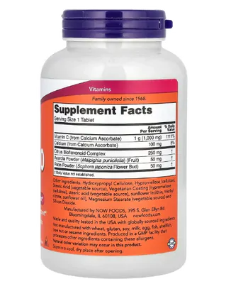 Buffered Complexo C-1000 Tamponado, 180 Comprimidos, Now