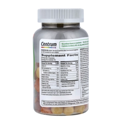 Multivitamínico Centrum Adults 50+, Suporte à Imunidade, Energia e Saúde dos Ossos, 90 Gummies, Centrum