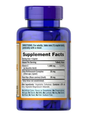 Vitamina C-1000mg, 100 cápsulas bioflavonóides, Puritan's Pride