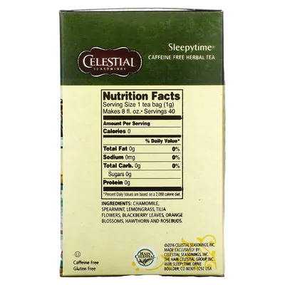 Chá de Ervas (Sleepytime) Sem Cafeína, 40 Saquinhos de Chá 59g, Celestial Seasonings