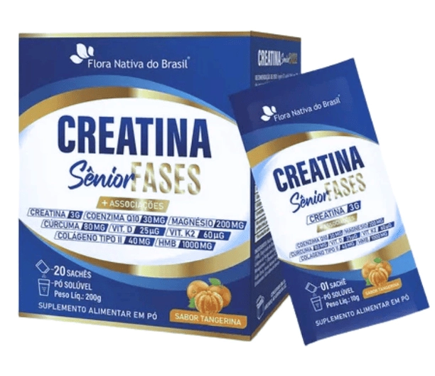 Creatina Sênior Fases, 20 Sachês Sabor Tangerina, Flora Nativa