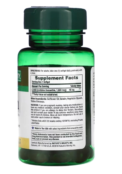 Luteína, 40mg, 30 cápsulas, Nature's Bounty