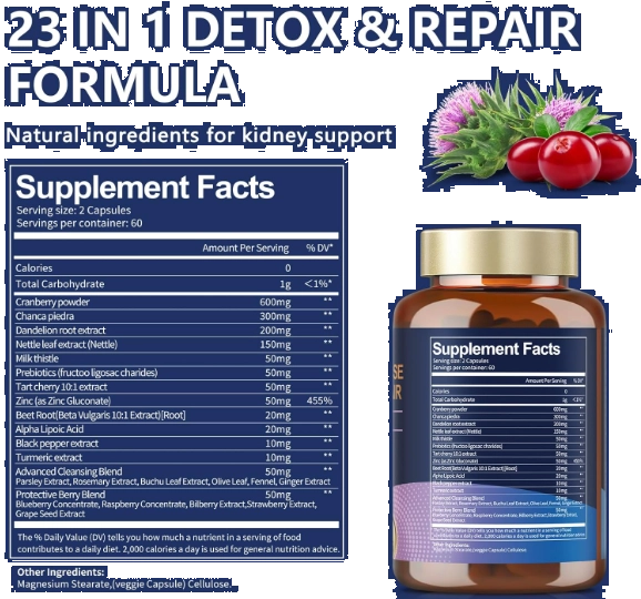 Kidney Cleanse Detox Repair, Desintoxicação de Rins e Fígado, 120 Capsulas, Totaria Health