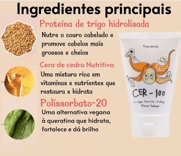 CER-100 Collagen Coating Hair Protein Treatment, Máscara Nutritiva Capilar, 100ml, Elizavecca