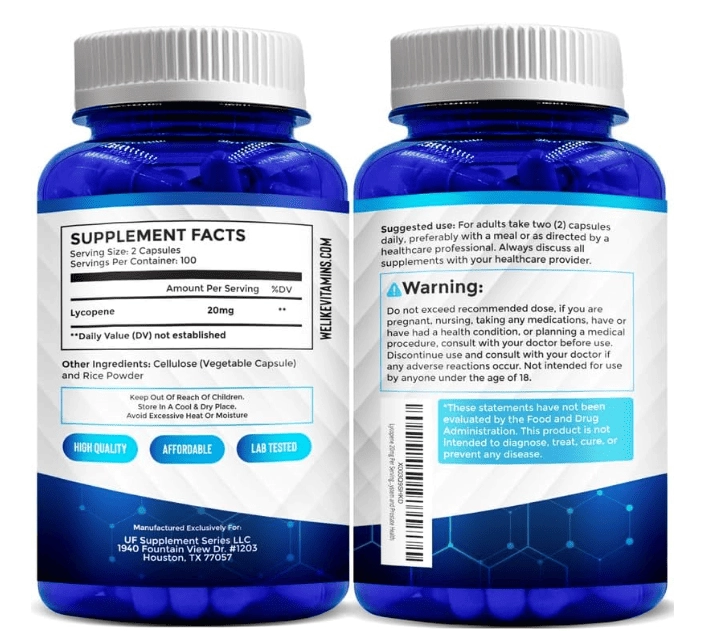 Licopeno 20mg, 200 Cápsulas, We Like Vitamins