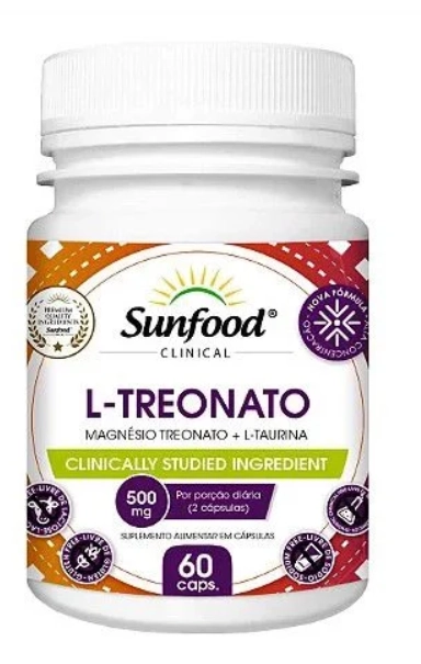 Magnésio  L-Treonato 500mg, 60 Cápsulas, Sunfood