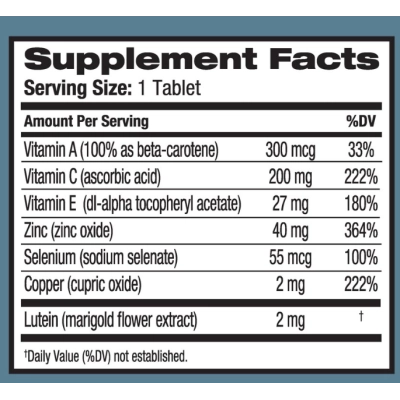 Ocuvite, Vitaminas e Minerais para os Olhos, luteína e antioxidantes, 60 Comprimidos, Bausch & Lomb