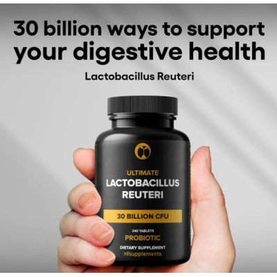 Lactobacillus Reuteri Probiótico, 30 bilhões de UFC, 240 Comprimidos, Natural Foundation Supplements