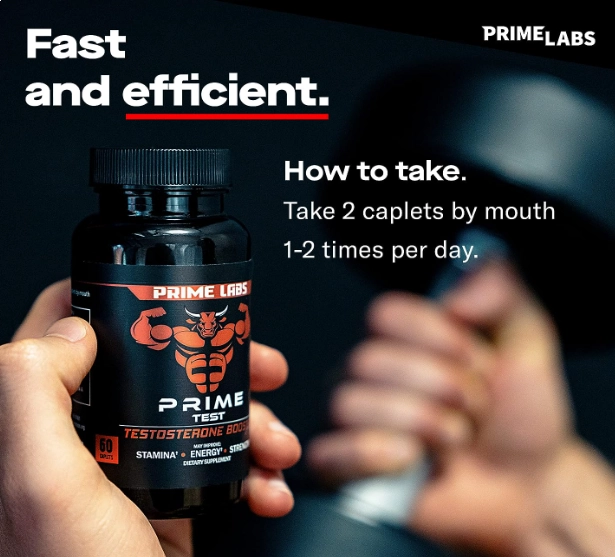 Prime Test, Testosterona natural, 60 Cápsulas, Prime Labs