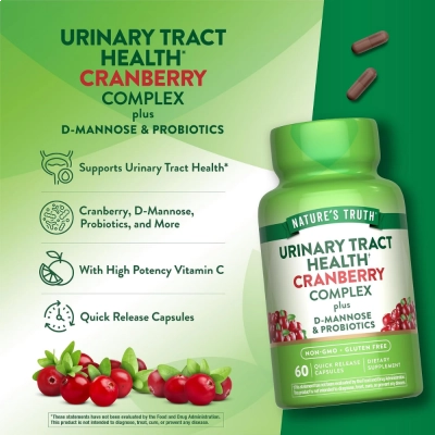 Cranberry com D-Manose e Probióticos, 60 Cápsulas, Natures Truth