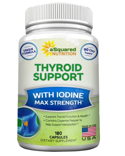 Thyroid Support, Suporte da Tireoide Com Vitaminas com B12, Ashwagandha e Bladderwrack , 180 Cápsulas, aSquared Nutritio
