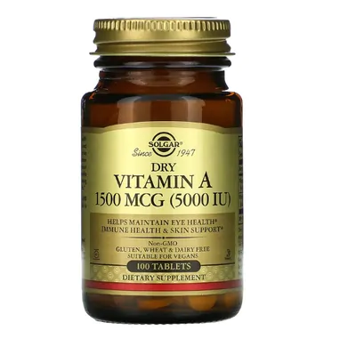Vitamina A, 1.500mcg, 5.000 UI, 100 comprimidos, Solgar