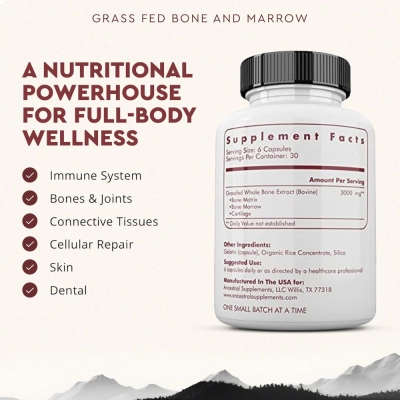 Beef Bone and Marrow, 3000mg, 180 Cápsulas, Ancestral Supplements