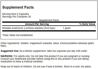 Cogumelo Shiitake, Mushroom Shiitake, 500mg, Swanson