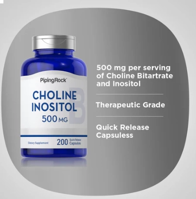 Choline Insitol 500mg, 200 Cápsulas, Piping Rock