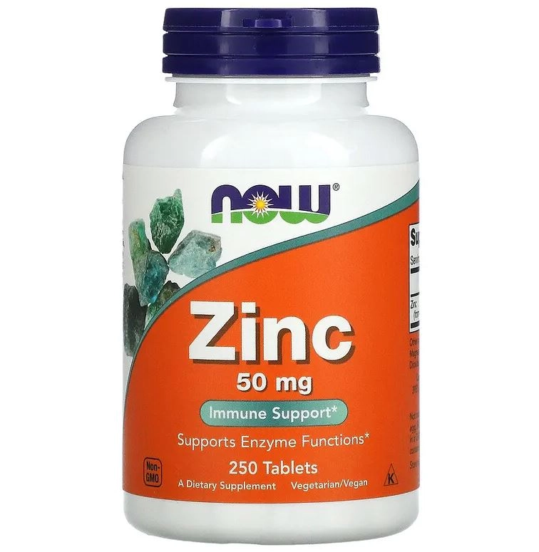 Zinco, 50 mg, 250 Comprimidos, Now