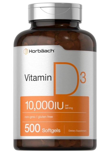 Vitamina D3, 10000UI Alta potencia, 500 cápsulas, Horbaach