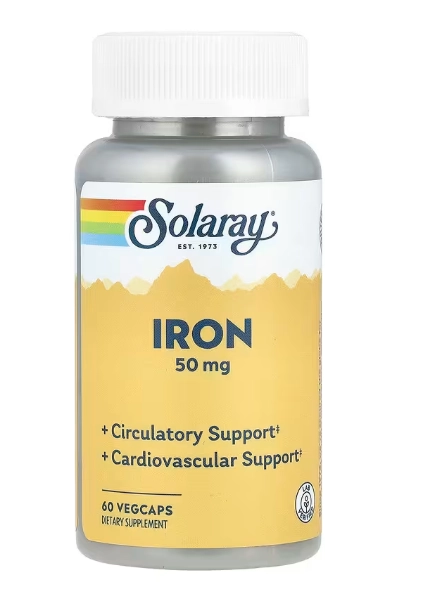 Iron, Ferro 50mg, 60 VegCaps, Solaray