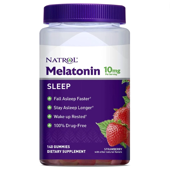 Melatonina 10mg, 140 Gomas, Sabor Morango, Natrol