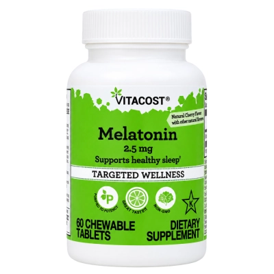 Melatonina Mastigável Sabor Cereja Natural, 2,5mg, 60 Tablets Mastigáveis, Vitacost