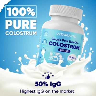 Colostrum (Colostro), Grass Fed Bovine, 1000mg, 120 Cápsulas, Vitamatic